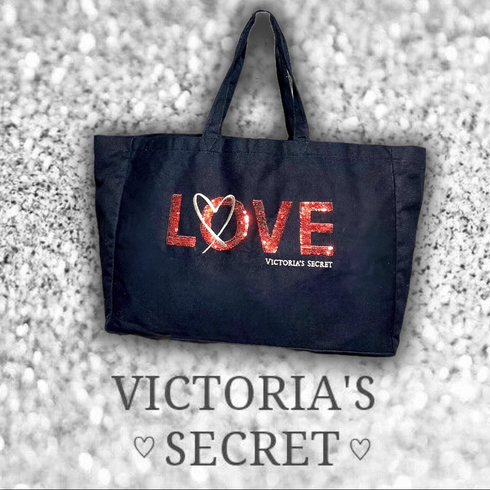 Victoria's Secret VS Sequin Tote Bag Zip Up Weekender Gym Shoulder Travel Bling - Picture 3 of 6